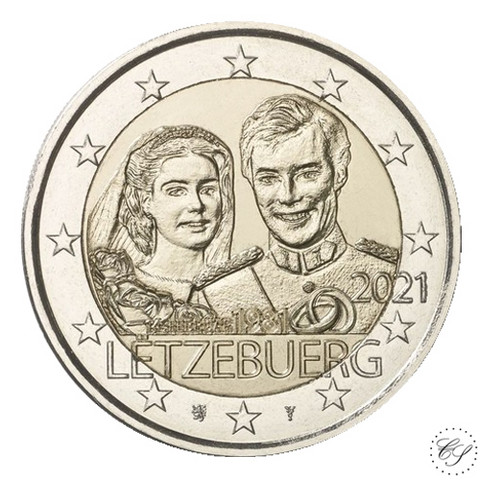 Luxemburg 2 € 2021 Maria Teresan & Henrin häät 40 v., normaali versio