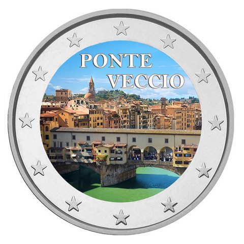 Ponte Vecchio 2 € 2021 juhlaraha, väritetty 