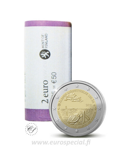 Suomi 2 € 2021 Ahvenanmaan itsehallinto 100 vuotta, rulla