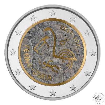 Viro 2 € 2021 Suomalais-ugrialaiset kansat, väritetty (#1)
