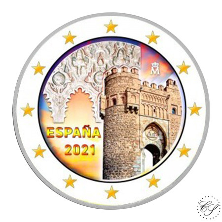 Espanja 2 € 2021 Toledo - Puerta del Sol, väritetty (#3)