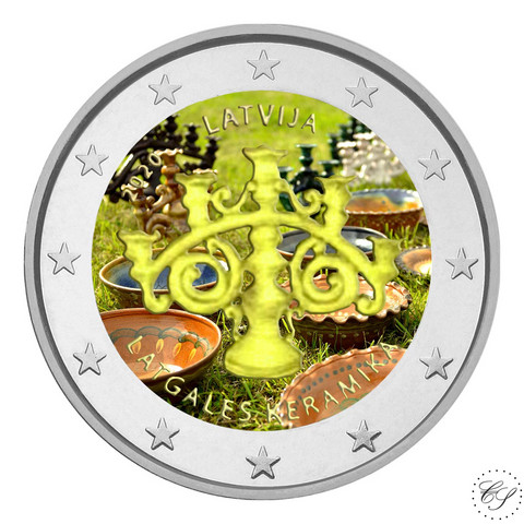 Latvia 2 € 2020 Latgalen keramiikka, väritetty (#2)