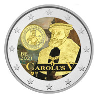 Belgia 2 € 2021 Kaarle V:n rahat 500 v., väritetty (#1)