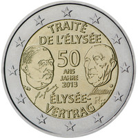 Ranska 2 € 2013 50 vuotta Élysée-sopimuksen allekirjoittamisesta