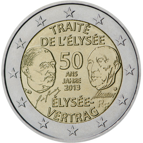 Ranska 2 € 2013 50 vuotta Élysée-sopimuksen allekirjoittamisesta