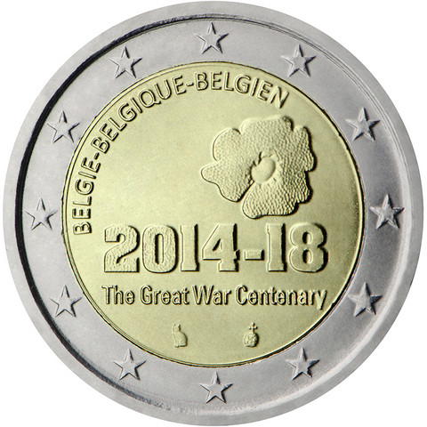 Belgia 2 € 2014 Ensimmäinen maailmansota 100 vuotta