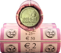 Belgia 2 € 2014 Ensimmäinen maailmansota 100 v. rulla