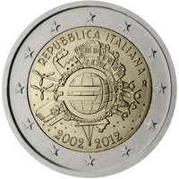 Italia 2 € 2012 Euro 10 vuotta
