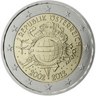Itävalta 2 € 2012 Euro 10 vuotta