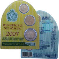 San Marino 2007 Minikit 10 c, 20 c, 2 €