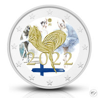 Suomi 2 € 2022 Kansallisbaletti 100 vuotta, väritetty (#1)