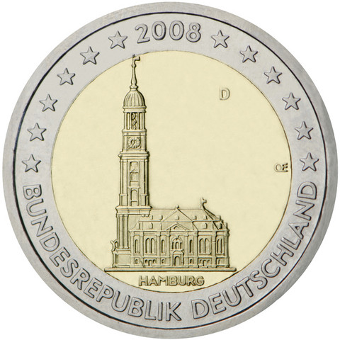 Saksa 2 € 2008 Hampuri / Pyhän Mikaelin kirkko