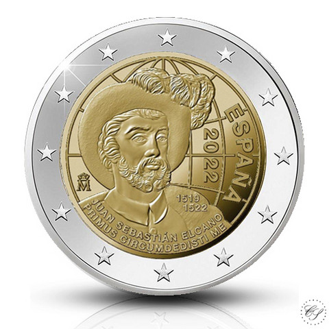 Espanja 2 € 2022 Maailmanympäripurjehdus 500 vuotta