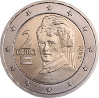 Itävalta 2 € 2022 Bertha von Suttner UNC