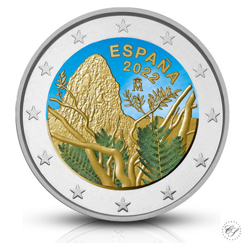 Espanja 2 € 2022 Garajonayn kansallispuisto, väritetty (#1)