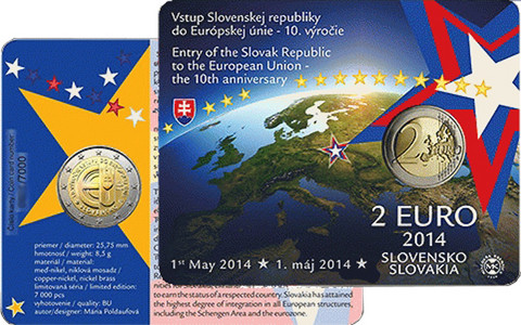 Slovakia 2 € 2014 EU:in liittymisen 10-vuotispäivä BU coincard