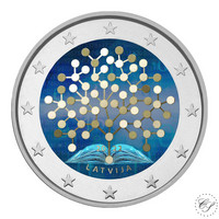 Latvia 2 € 2022 Talouslukutaito, väritetty (#2)