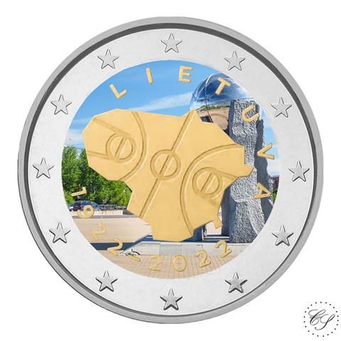 Liettua 2 € 2022 Koripallo 100 vuotta, väritetty (#1)