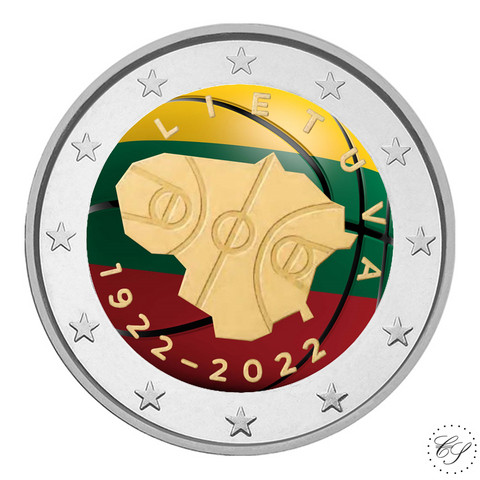 Liettua 2 € 2022 Koripallo 100 vuotta, väritetty (#4)