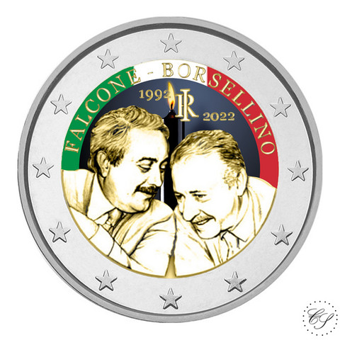 Italia 2 € 2022 Falcone & Borsellino, väritetty (#1)