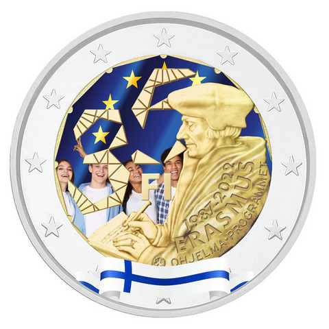 Suomi 2 € 2022 Erasmus-ohjelma 35 vuotta, väritetty (#2)