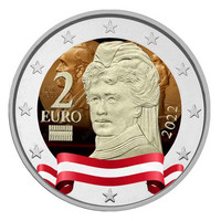 Itävalta 2 € 2022 Bertha von Suttner, väritetty (#1)