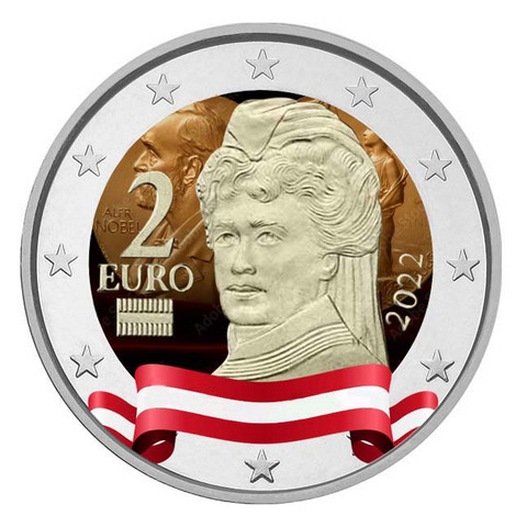 Itävalta 2 € 2022 Bertha von Suttner, väritetty (#1)