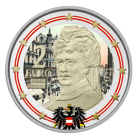 Itävalta 2 € 2022 Bertha von Suttner, väritetty (#2)