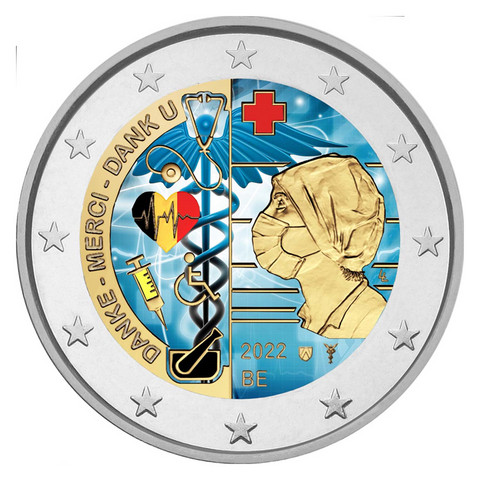 Belgia 2 € 2022 Terveydenhuolto BU, väritetty (#1)