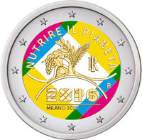 Italia 2 € 2015 Milano Expo väritetty