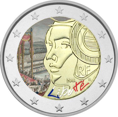 Ranska 2 € 2015 Fête de la Fédération väritetty