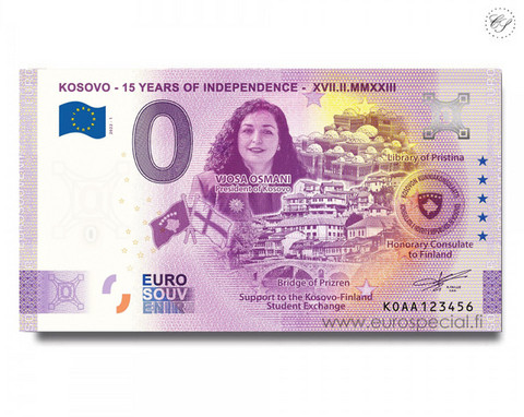 Kosovo 0 € 2022 Itsenäisyys 15 vuotta & opiskelijaohjelma Special Edition