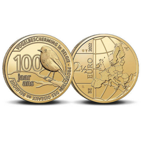 Belgia 2,5 € 2022 Lintujensuojelu 100 vuotta BU