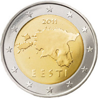 Viro 2 € 2011 Eestin kartta UNC