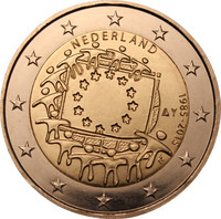 Alankomaat 2 € 2015 EU:n lippu 30 vuotta