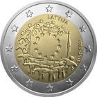 Latvia 2 € 2015 EU:n lippu 30 vuotta