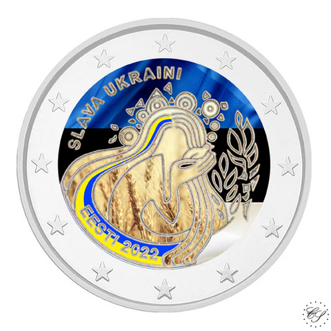 Viro 2 € 2022 Ukraina & Vapaus, väritetty (#2)