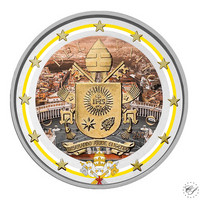 Vatikaani 2 € 2022 Vatikaanin vaakuna, väritetty (#2)