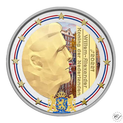 Alankomaat 2 € 2022 Willem-Alexander, väritetty (#2)