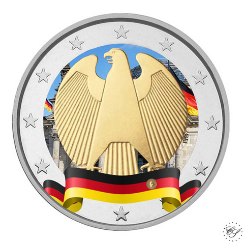 Saksa 2 € 2019 Kotka A, väritetty (#1)