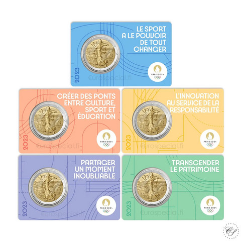 Ranska 5 x 2 € 2023 Pariisin olympialaiset 2024 BU coincard