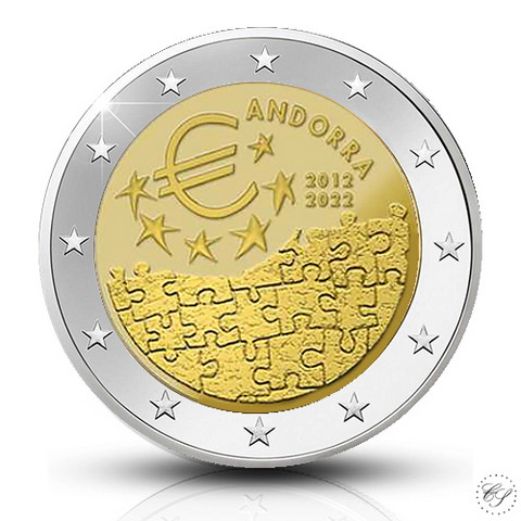 Andorra 2 € 2022 Valuuttasopimus 10 vuotta BU