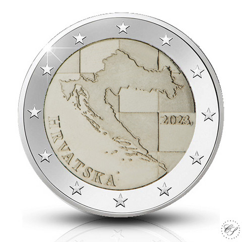 Kroatia 2 € 2023 Kroatian kartta UNC