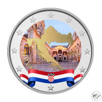 Kroatia 2 € 2023 Kroatian kartta UNC, väritetty (#1)