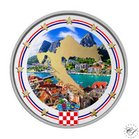 Kroatia 2 € 2023 Kroatian kartta UNC, väritetty (#2)