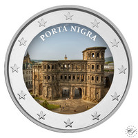 Porta Nigra & Monumentit 2 € 2023 juhlaraha, väritetty