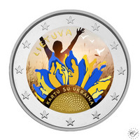 Liettua 2 € 2023 Yhdessä Ukrainan kanssa, väritetty (#2)