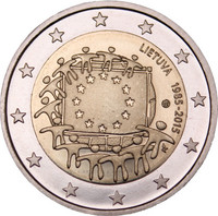 Liettua 2 € 2015 EU:n lippu 30 vuotta