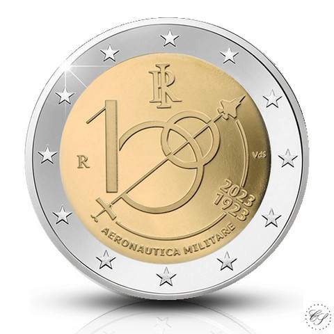 Italia 2 € 2023 Ilmavoimat 100 vuotta BU coincard