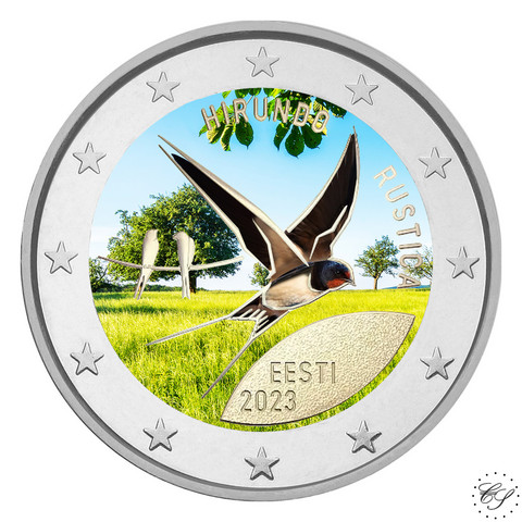 Viro 2 € 2023 Kansallislintu haarapääsky, väritetty (#4)